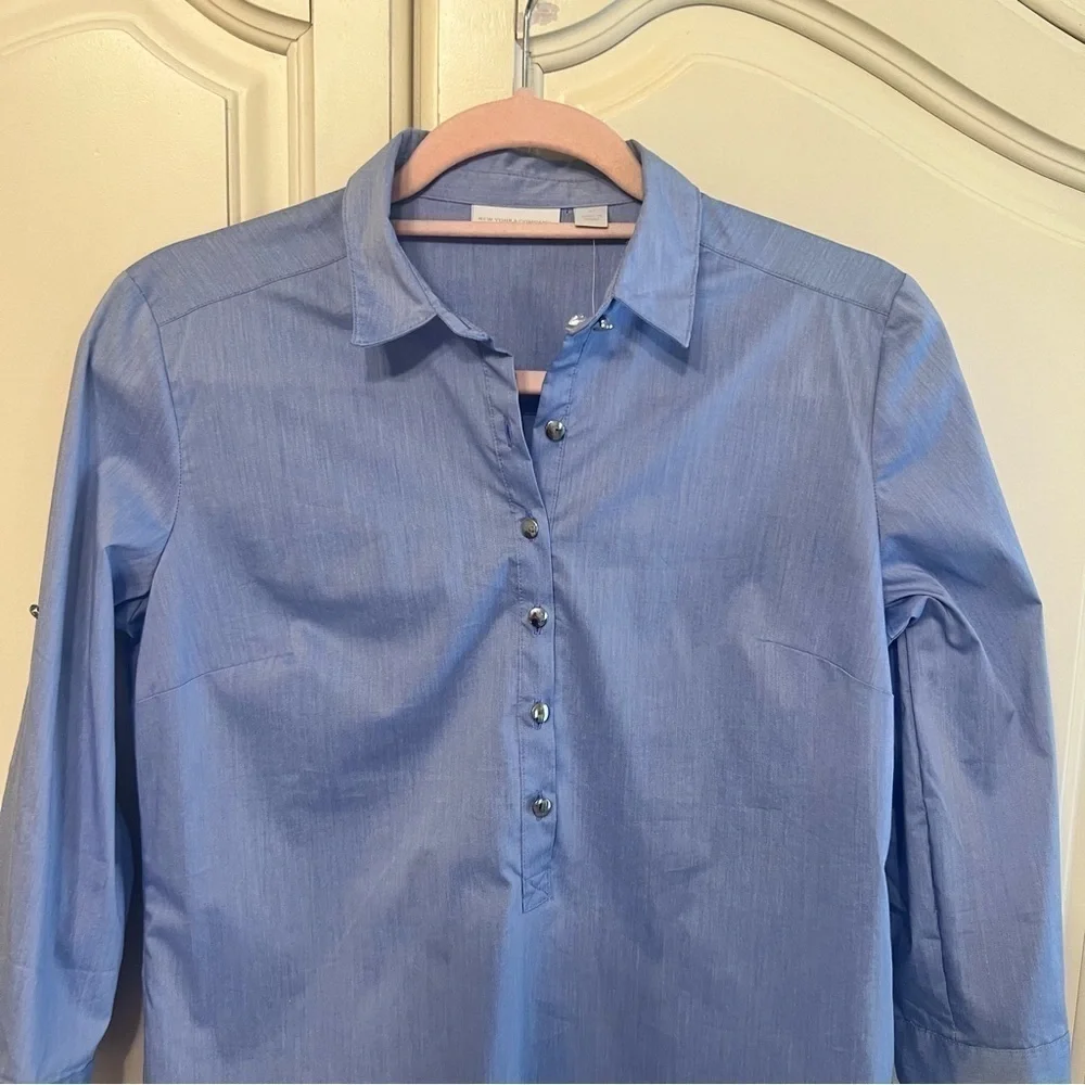 Nwt New York and Company Women’s Half Button Down Business Casual Blouse, XS - Picture 2 of 8